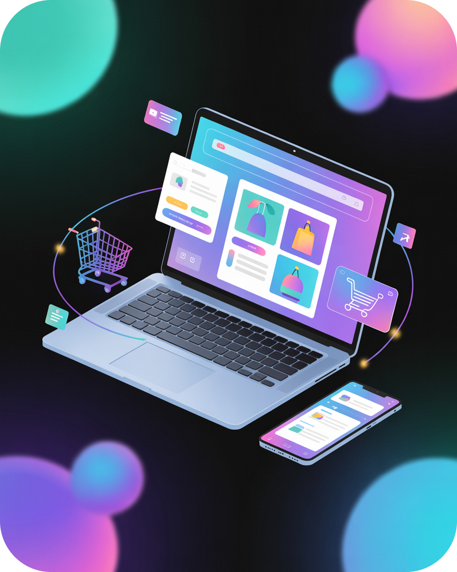 Custom E-commerce Development Illustration
